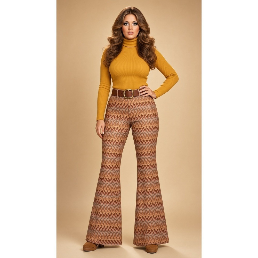 70s Pants Bell Bottoms Flare Womens 18 1X Disco Hippie Groovy Psychedelic Vtg